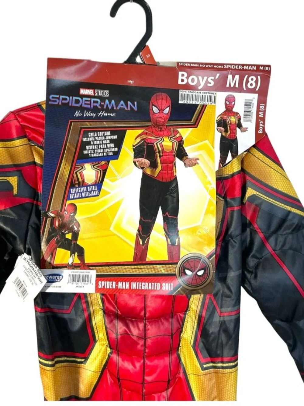 Spiderman Costume Jumpsuit With Fabric Mask NEW Halloween Set Kids Boys Medium 8